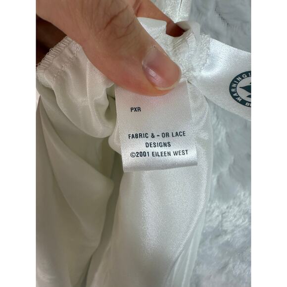 VTG Eileen West Romantic Lace Trim Satin Chemise Nightgown Slip Bridal White L - Picture 6 of 13